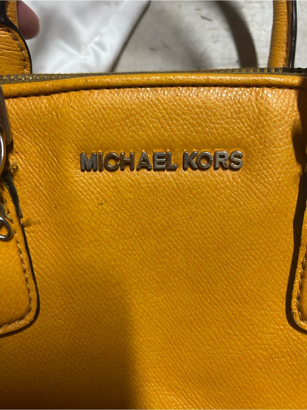 Michael Kors Bright Yellow Leather Tote with Logo Accents